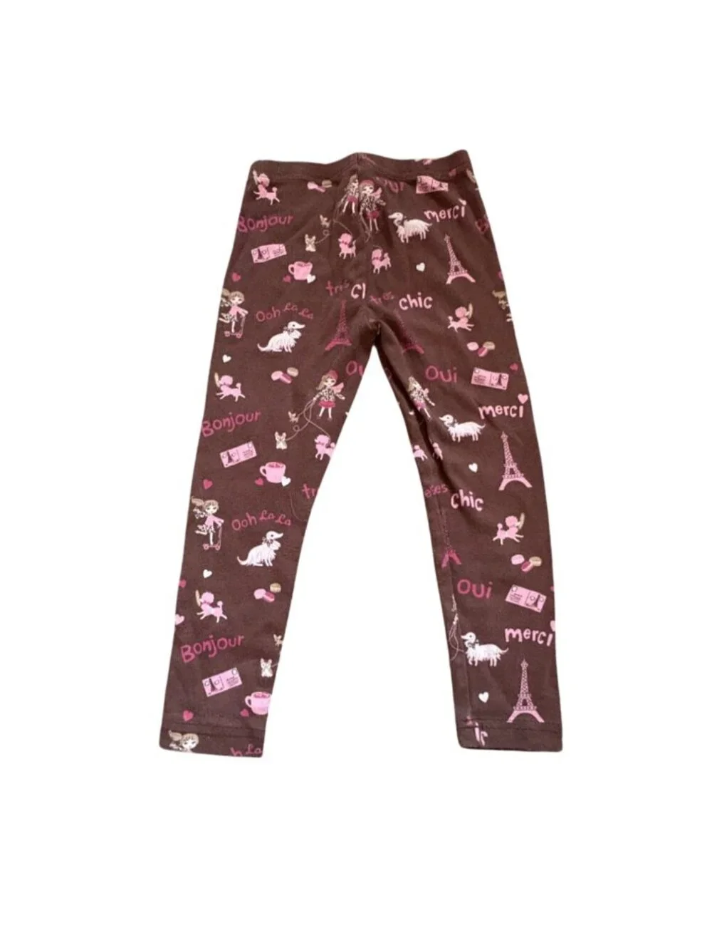Gymboree Paris Themed Leggings-Brown/Pink-Size 4-GUC